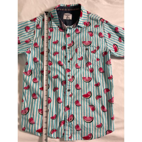 Distortion Men's Modern SZ Small Button Front Watermelon Print Shirt - Picture 6 of 8